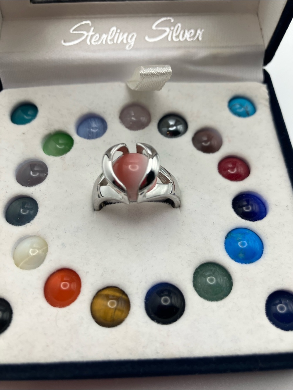 Sterling Silver Size 7 interchangeable ring with semi precious stones.